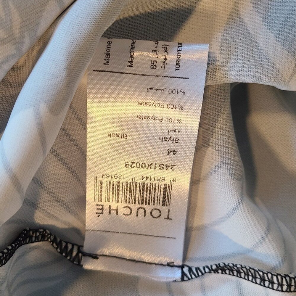 Touche Prive Black White Satin Patterned Shirt Blouse Top EU 44 US 14-16 NWT - Picture 7 of 8